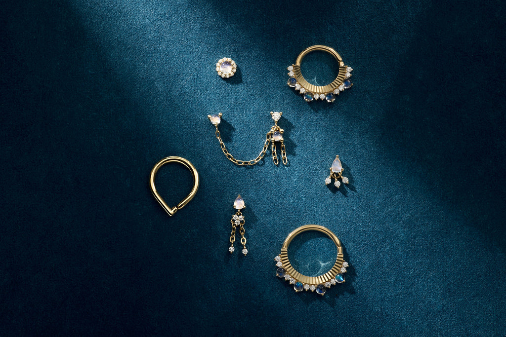 Velour | Moissanite Marquise Gold Seam Ring | Ember Body Jewelry