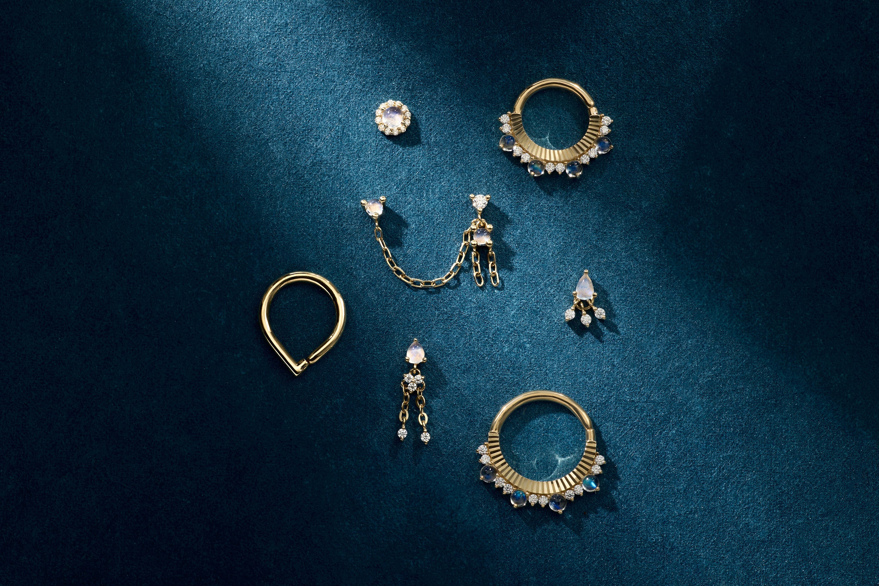 Velour | Moissanite Marquise Gold Seam Ring | Ember Body Jewelry