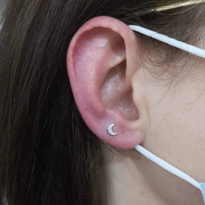 Solid 14k Gold Crescent Moon - Threadless End by Junipurr Jewelry