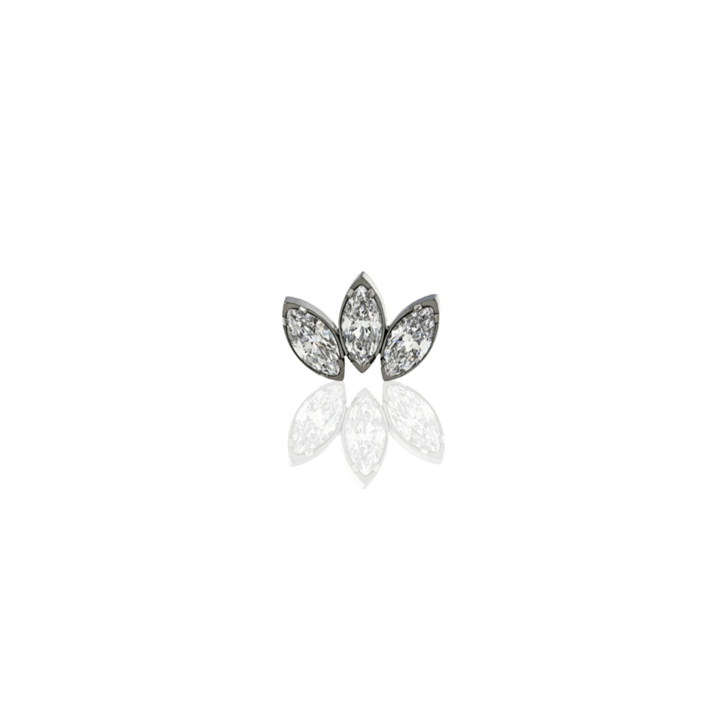 IN STOCK | White Gem Marquise Fan Threadless End | Anatometal Jewelry