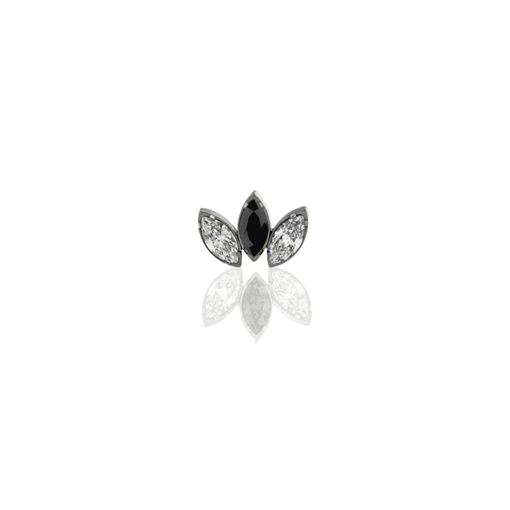 IN STOCK | Black & White Gem Marquise Fan Threadless End | Anatometal Jewelry