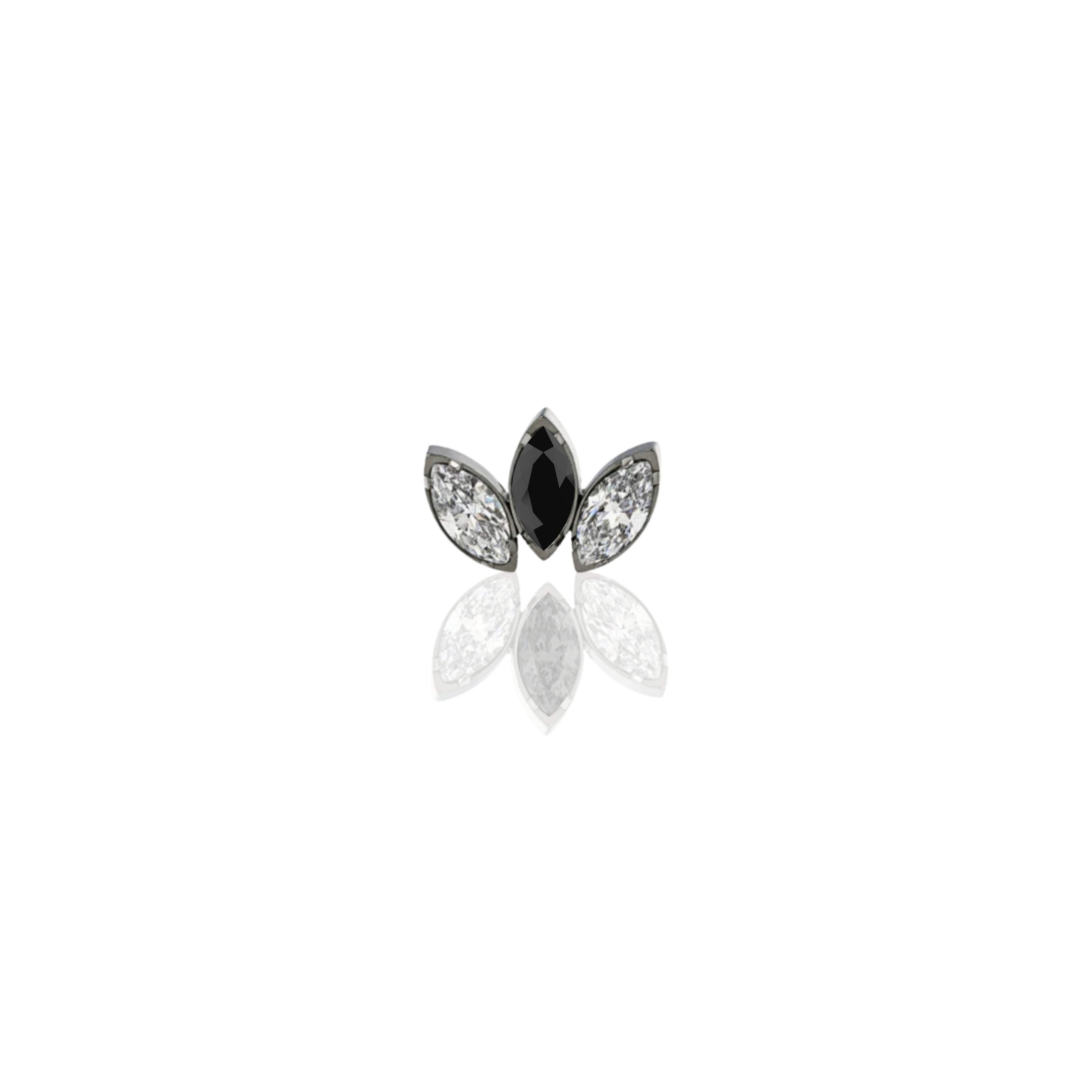 IN STOCK | Black & White Gem Marquise Fan Threadless End | Anatometal Jewelry
