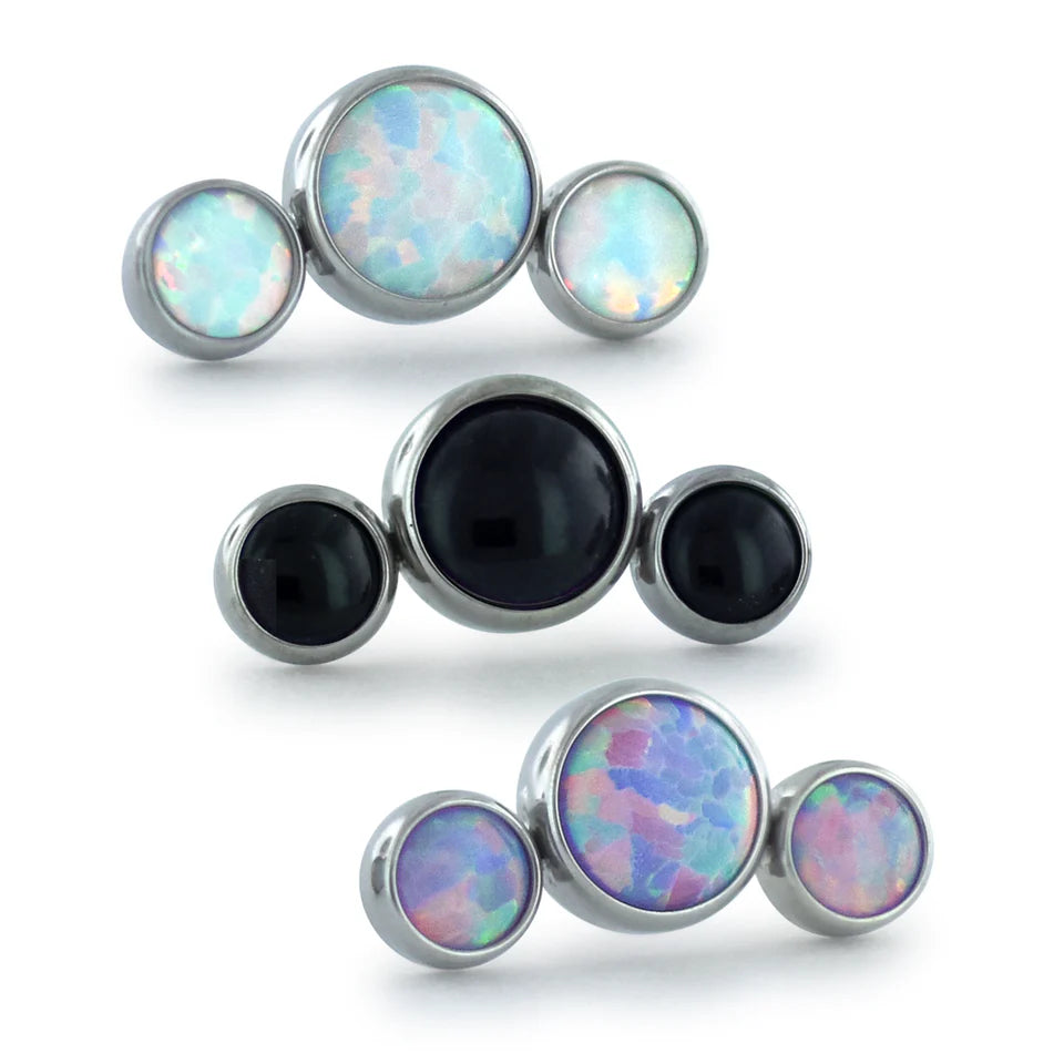 IN STOCK | 3 Gem Crescent - Threadless End | NeoMetal Jewelry