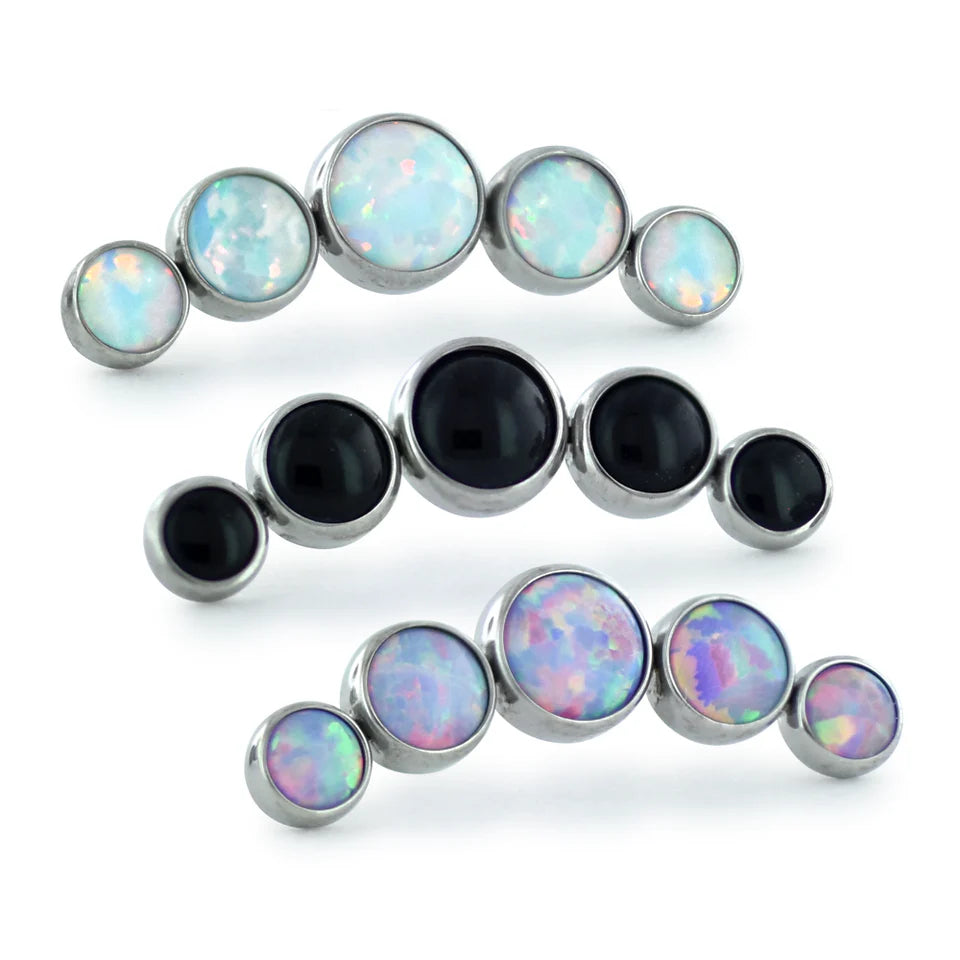 IN STOCK | 5 Gem Crescent - Threadless End | NeoMetal Jewelry