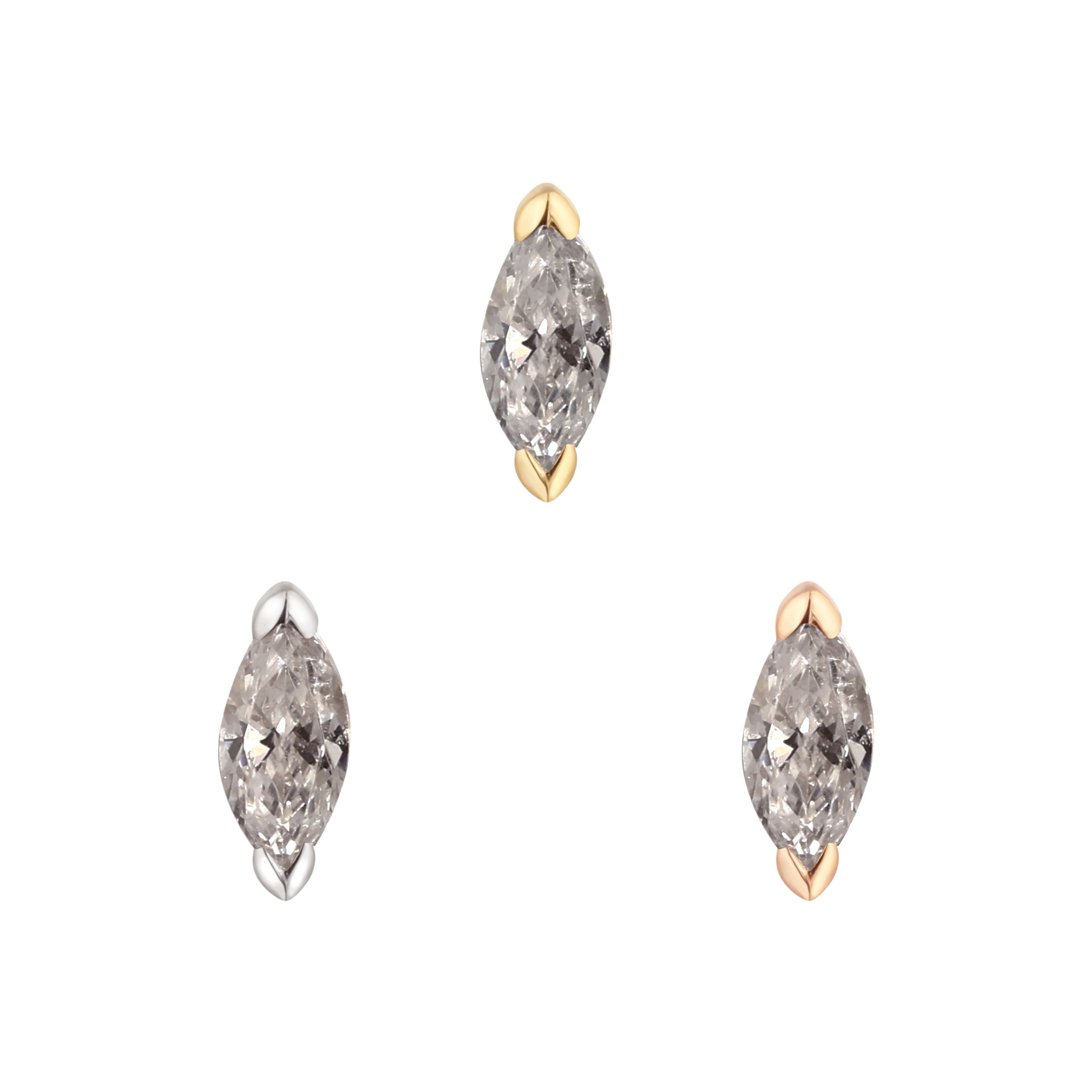 "Zuri" Threadless End with Marquise Diamond or Cubic Zirconia