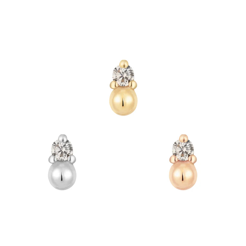 "Babe" Threadless End with Diamond or Cubic Zirconia