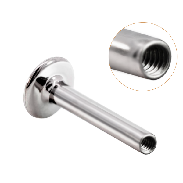 Internally Threaded Flat Back Titanium Labret Post by Junipurr Jewelry (4mm, 5mm, 6mm, 7mm, 8mm, 9mm, 10mm)