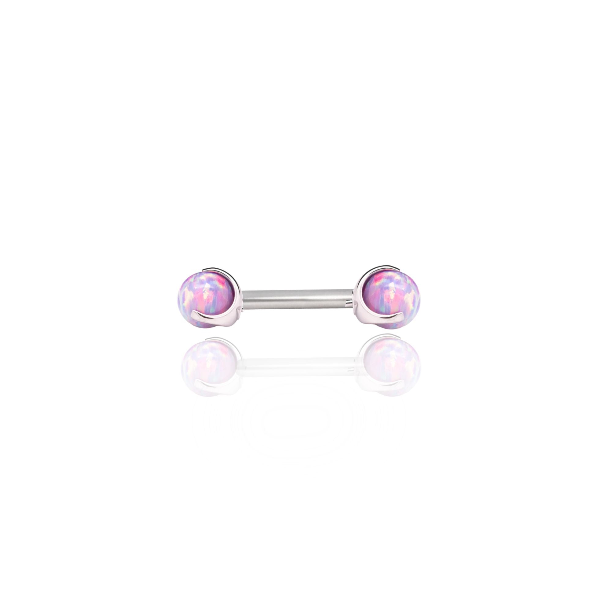 IN STOCK | Bezel-set Opal & Gemstone Sphere Threadless Barbells | Junipurr Jewelry