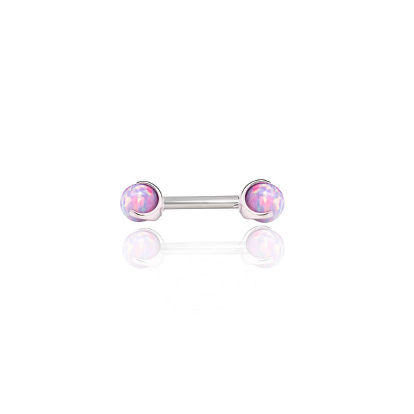 IN STOCK | Bezel-set Opal & Gemstone Sphere Threadless Barbells | Junipurr Jewelry