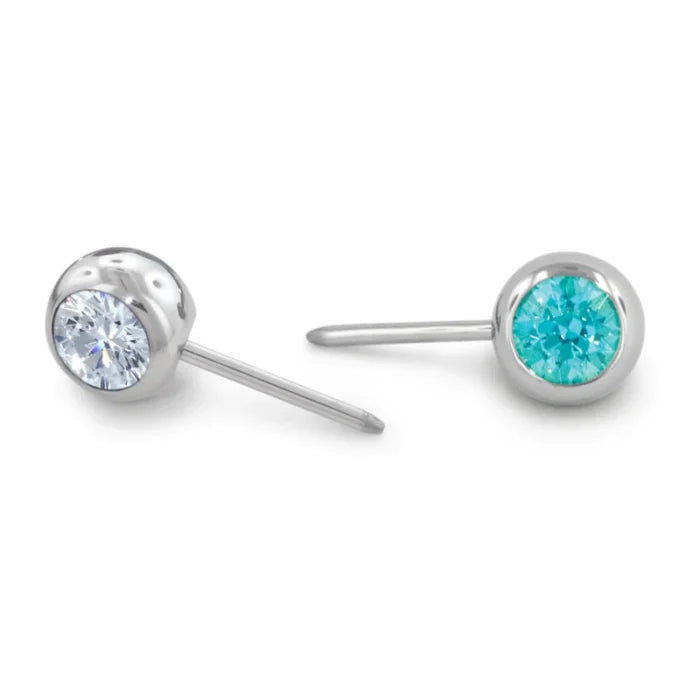 NeoMetal Foreard Facing Cubic Zirconia Ends - White and Mint Green