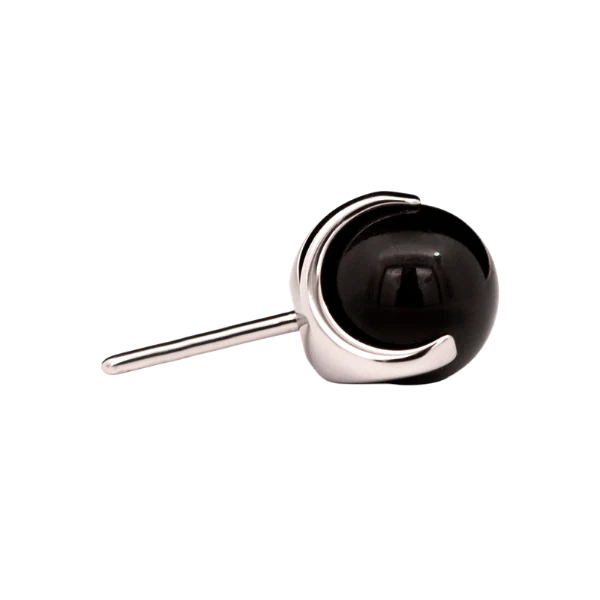 Junipurr Jewlery Prong-Set Bead - Threadless End - Black Onyx (Side View)