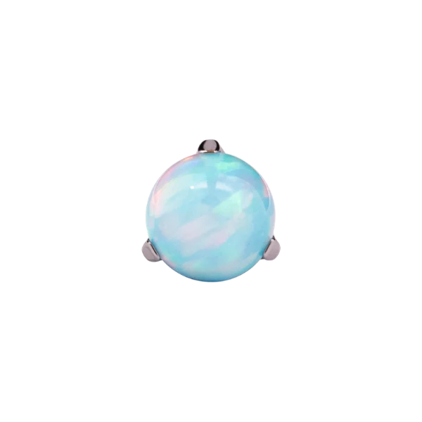 Junipurr Jewlery Prong-Set Bead - Threadless End - Blue Frost Opal (Front View)