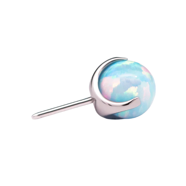 Junipurr Jewlery Prong-Set Bead - Threadless End - Blue Frost (Side View)