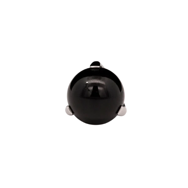 Junipurr Jewlery Prong-Set Bead - Threadless End - Black Onyx (Front View)