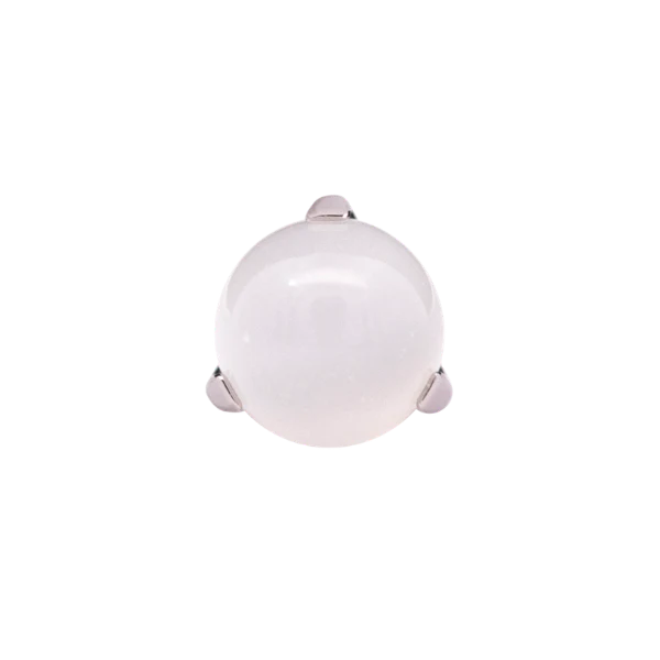 Junipurr Jewlery Prong-Set Bead - Threadless End - White Opal (Front View)