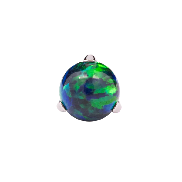 Junipurr Jewlery Prong-Set Bead - Threadless End - Peacock Blue (Front View)