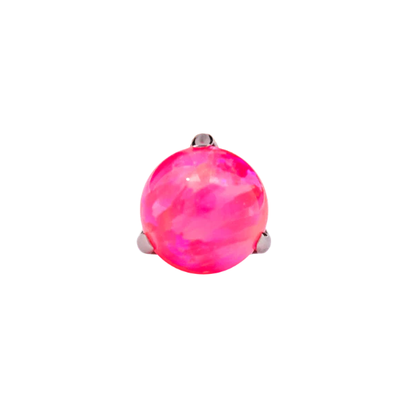 Junipurr Jewlery Prong-Set Bead - Threadless End - Hot Pink / Pink Passion (Front View)