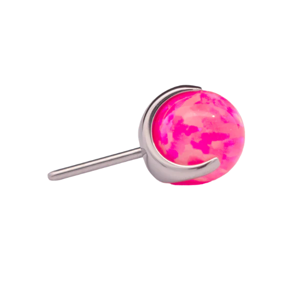 Junipurr Jewlery Prong-Set Bead - Threadless End - Hot Pink / Pink Passion (Side View)