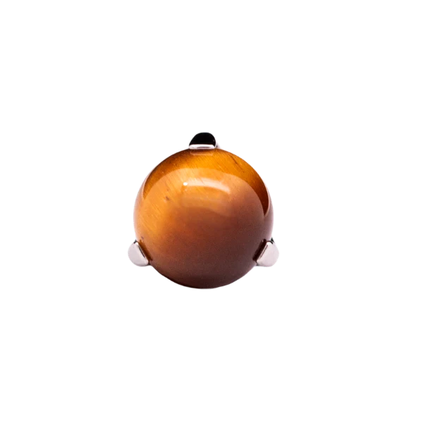 Junipurr Jewlery Prong-Set Bead - Threadless End - Tiger Eye (Front View)