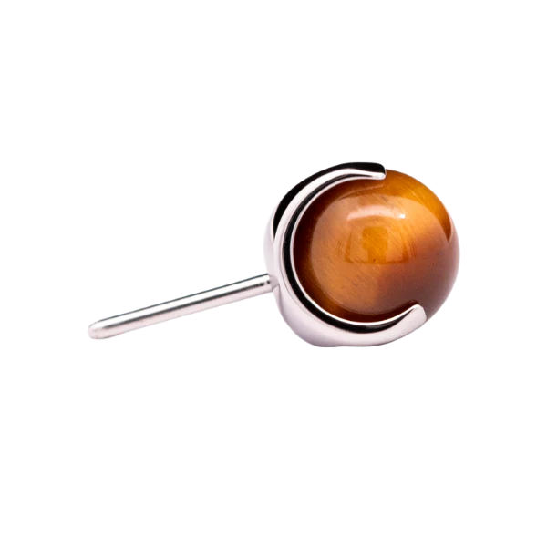 Junipurr Jewlery Prong-Set Bead - Threadless End - Tiger Eye (Side View)