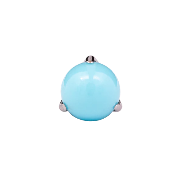 Junipurr Jewlery Prong-Set Bead - Threadless End - Blue Frost (Front View)