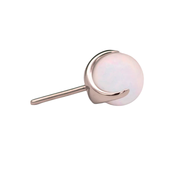 Junipurr Jewlery Prong-Set Bead - Threadless End - White Opal (Side View)