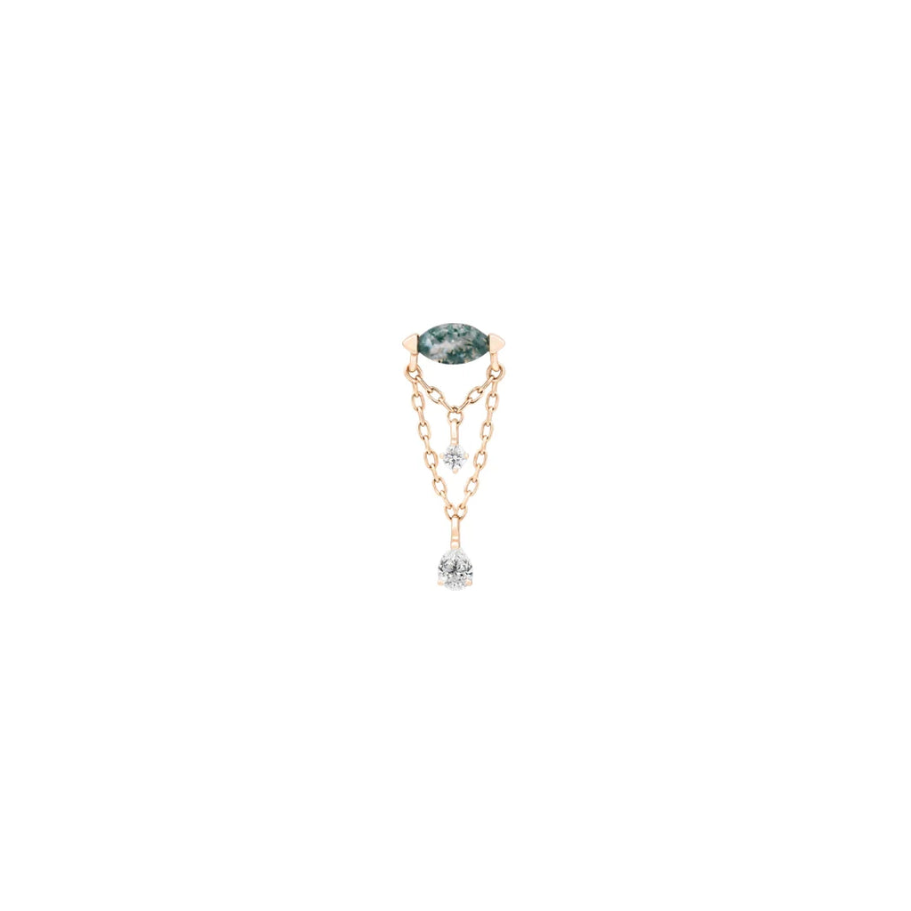 Saint Vincent - Double Tiered Chain Threadless end with Marquise Cut Moss Agate and (2) CZ's by Buddha Jewelry Organics (Copy)
