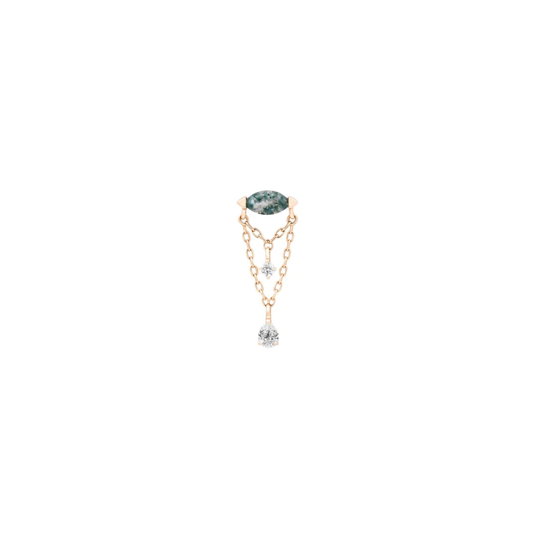 Saint Vincent - Double Tiered Chain Threadless end with Marquise Cut Moss Agate and (2) CZ's by Buddha Jewelry Organics (Copy)