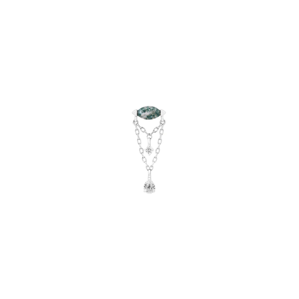 Saint Vincent - Double Tiered Chain Threadless end with Marquise Cut Moss Agate and (2) CZ's by Buddha Jewelry Organics (Copy)