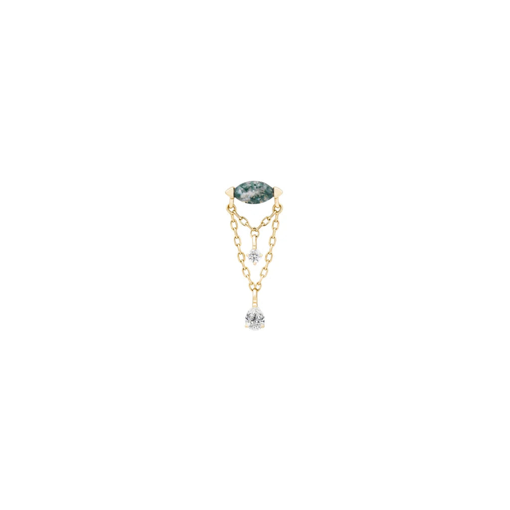 Saint Vincent - Double Tiered Chain Threadless end with Marquise Cut Moss Agate and (2) CZ's by Buddha Jewelry Organics (Copy)