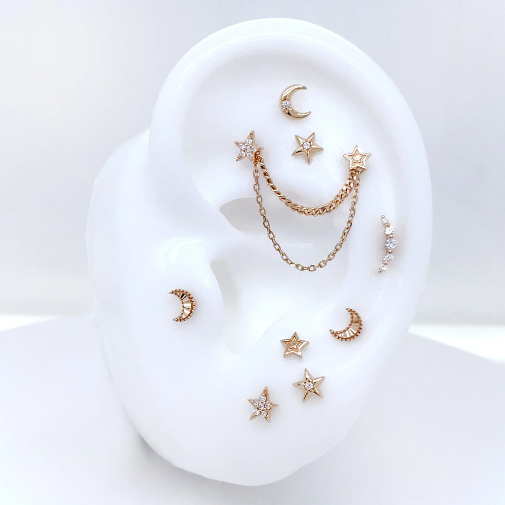 "After Hours"  - Textured Threadless Gold Moon End by Buddha Jewelry Organics