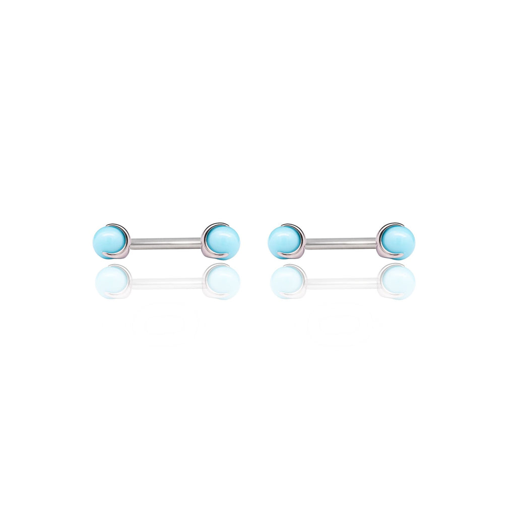 IN STOCK | Bezel-set Opal & Gemstone Sphere Threadless Barbells | Junipurr Jewelry