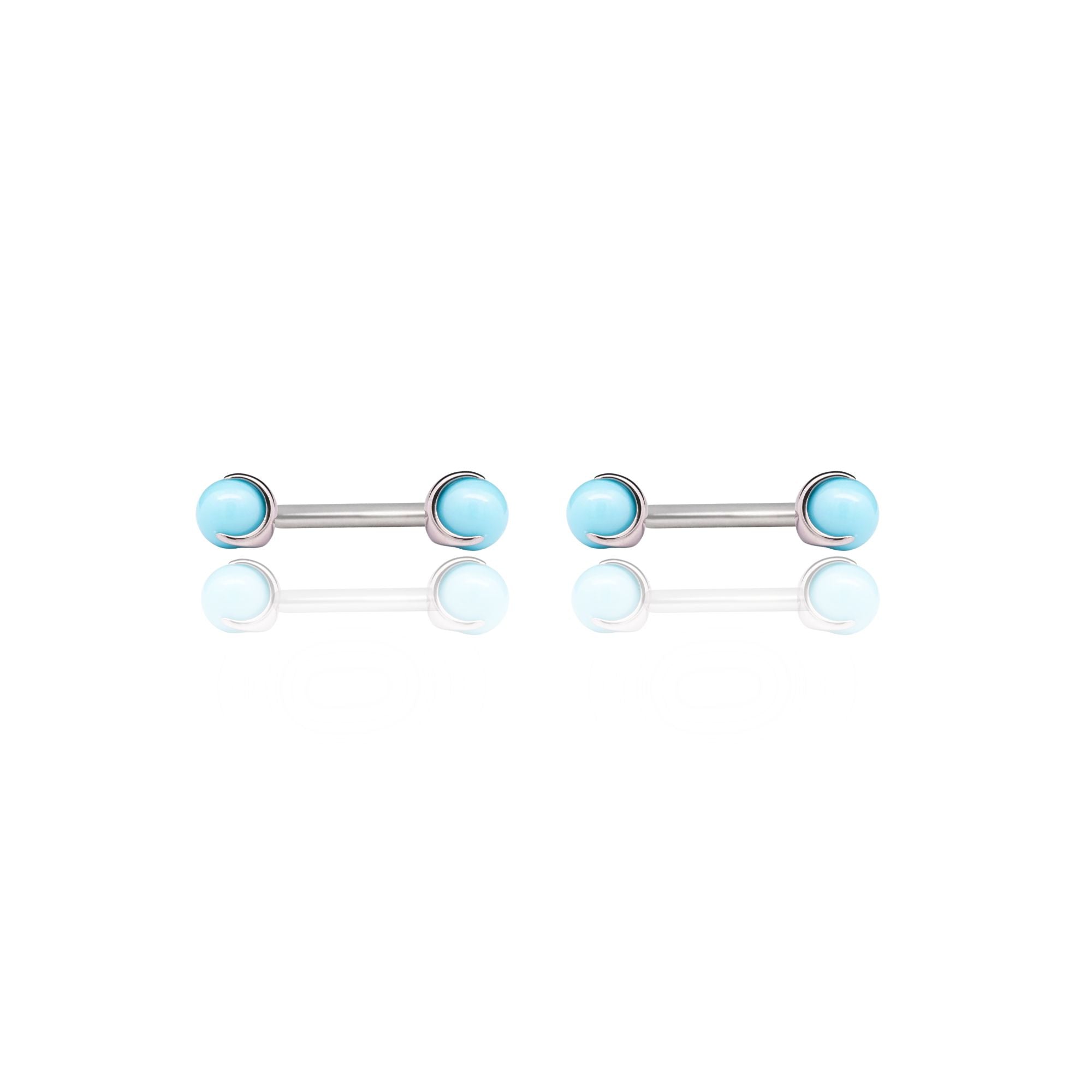 IN STOCK | Bezel-set Opal & Gemstone Sphere Threadless Barbells | Junipurr Jewelry