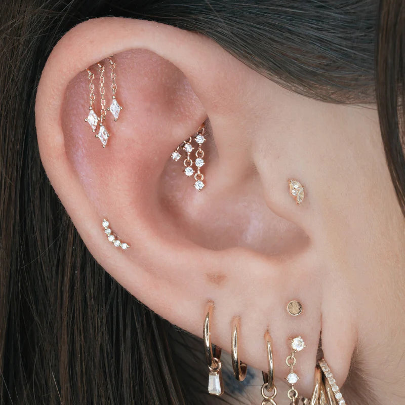 High Speed - Hidden Helix Threadless end with (3) Kite-cut CZ's by Buddha Jewelry Organics