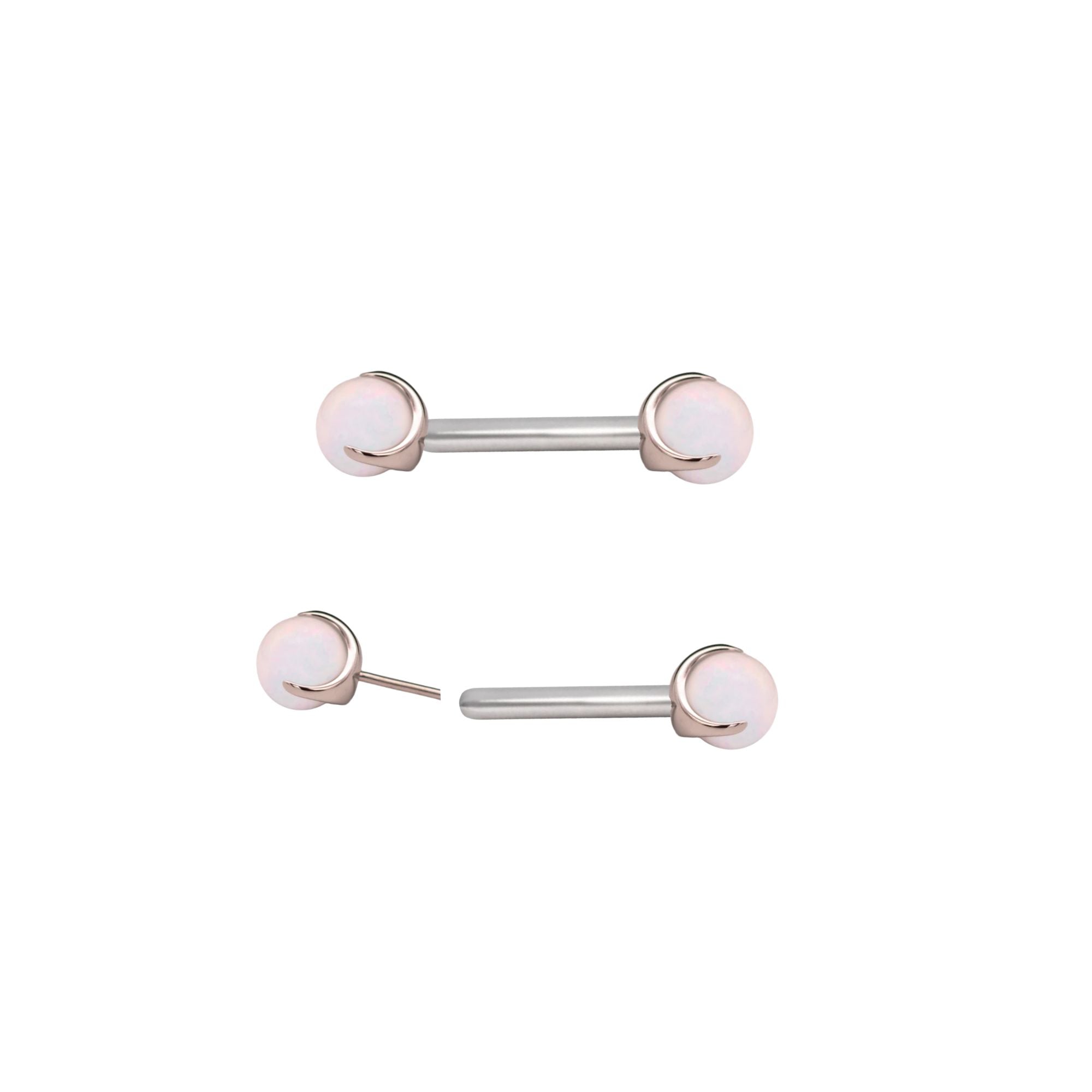 IN STOCK | Bezel-set Opal & Gemstone Sphere Threadless Barbells | Junipurr Jewelry