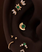 Tiny Tri-bead | Solid Gold Threadless End | Junipurr Jewelry