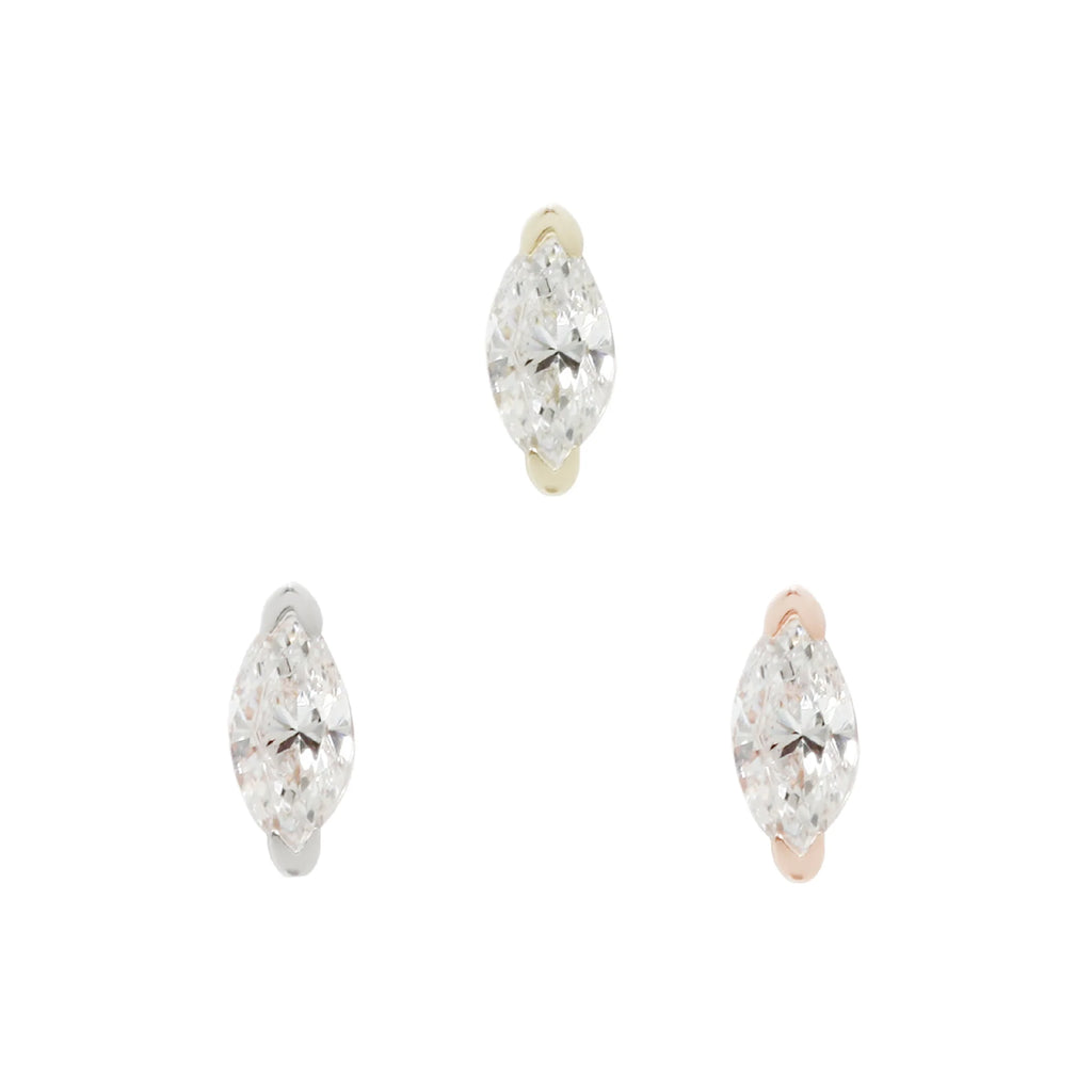 "Zuri" Threadless End with Marquise Diamond or Cubic Zirconia