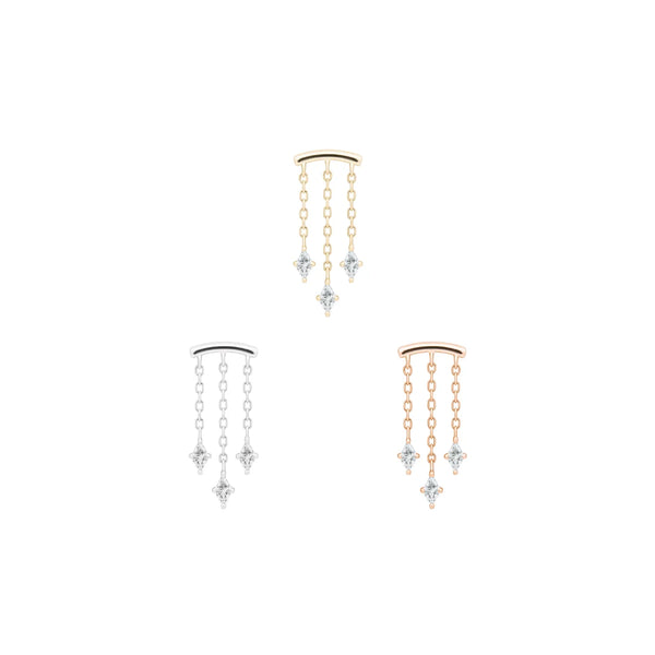 High Speed - Hidden Helix Threadless end with (3) Kite-cut CZ's by Buddha Jewelry Organics