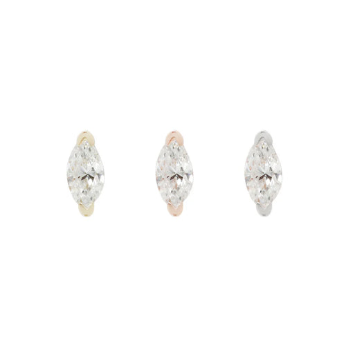 "Zuri" Threadless End with Marquise Diamond or Cubic Zirconia