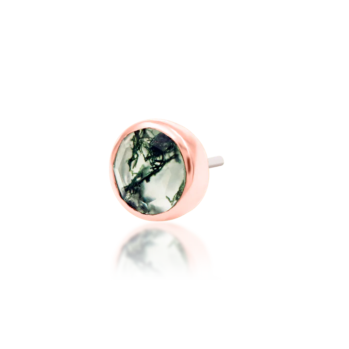Moss Agate Cabochon Threadless End by Junipurr Jewelry