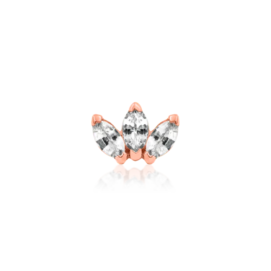 Triple Marquise Fan | Solid Gold Threadless End | Junipurr Jewelry