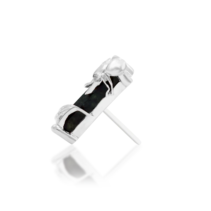 Carmilla - Baguette Cut Moss Agate Spider & Web Threadless End by Junipurr Jewelry