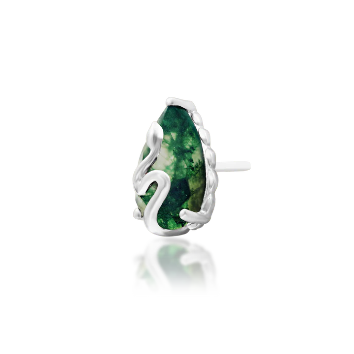 Hecate - Moss Agate Serpent Threadless End by Junipurr Jewelry