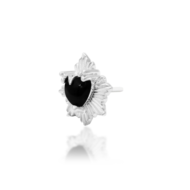 NYX - Black Onyx Heart - Sacred Flame Gothic Threadless End by Junipurr Jewelry