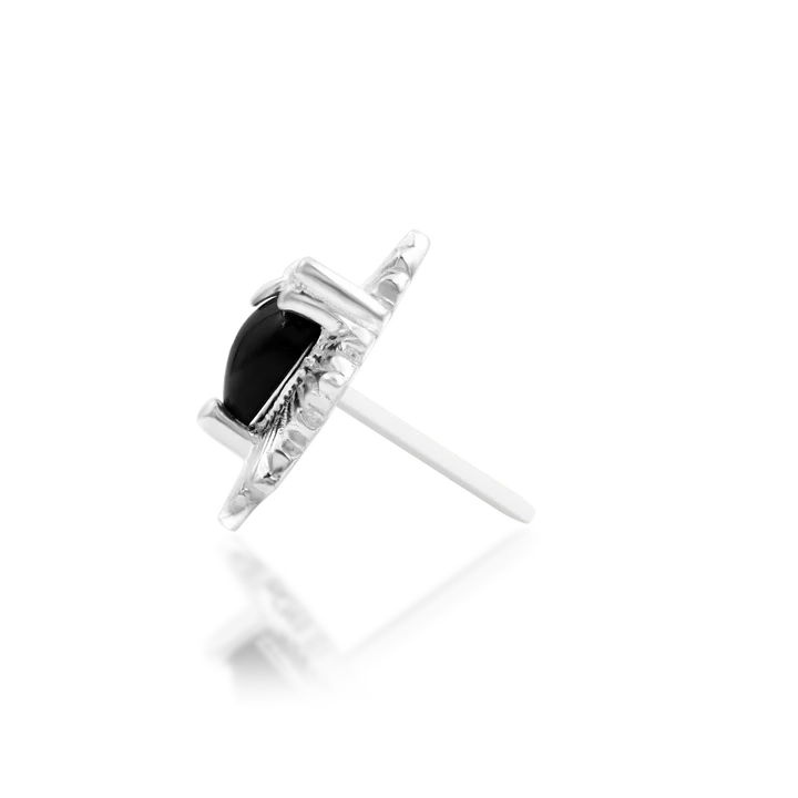 NYX - Black Onyx Heart - Sacred Flame Gothic Threadless End by Junipurr Jewelry