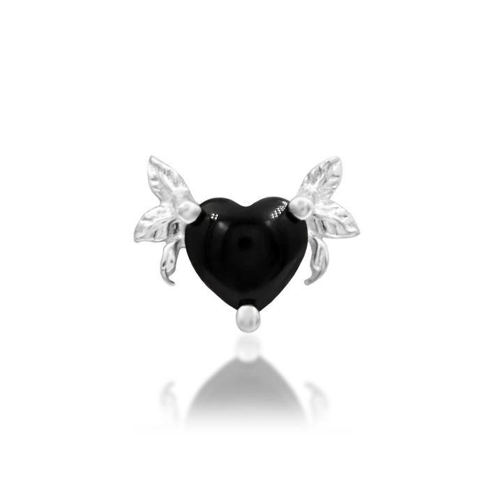 Salem - Black Onyx Heart Threadless End by Junipurr Jewelry