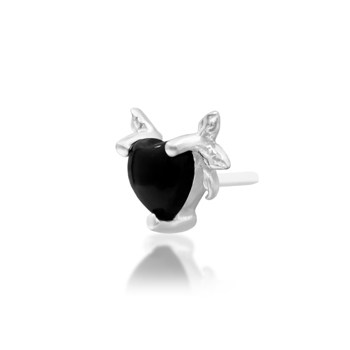 Salem - Black Onyx Heart Threadless End by Junipurr Jewelry
