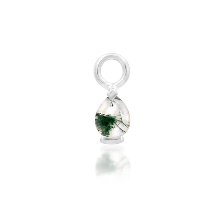 Moss Agate Pear Charm - "Ursula II" by Junipurr Jewelry