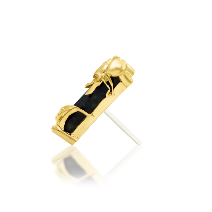 Carmilla - Baguette Cut Moss Agate Spider & Web Threadless End by Junipurr Jewelry