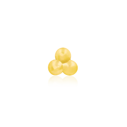Tiny Tri-bead | Solid Gold Threadless End | Junipurr Jewelry